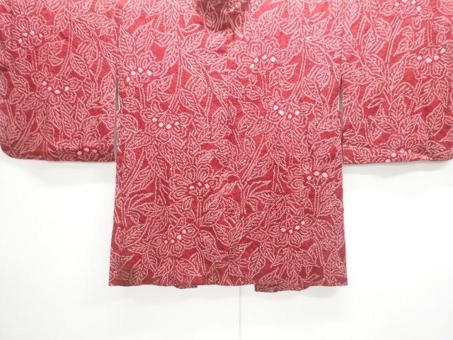 JAPANESE KIMONO / ANTIQUE HAORI / SILK / ALL SHIBORI / FLORAL PLANTS